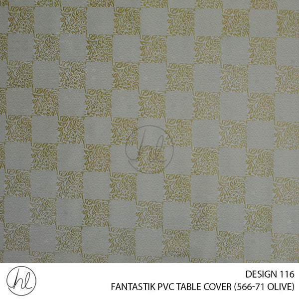 FANTASTIK PVC TABLE COVER (DESIGN 116) (140CM) (PER M) (OLIVE)