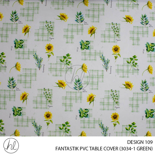 FANTASTIK PVC TABLE COVER (DESIGN 109) (140CM) (PER M) (GREEN)