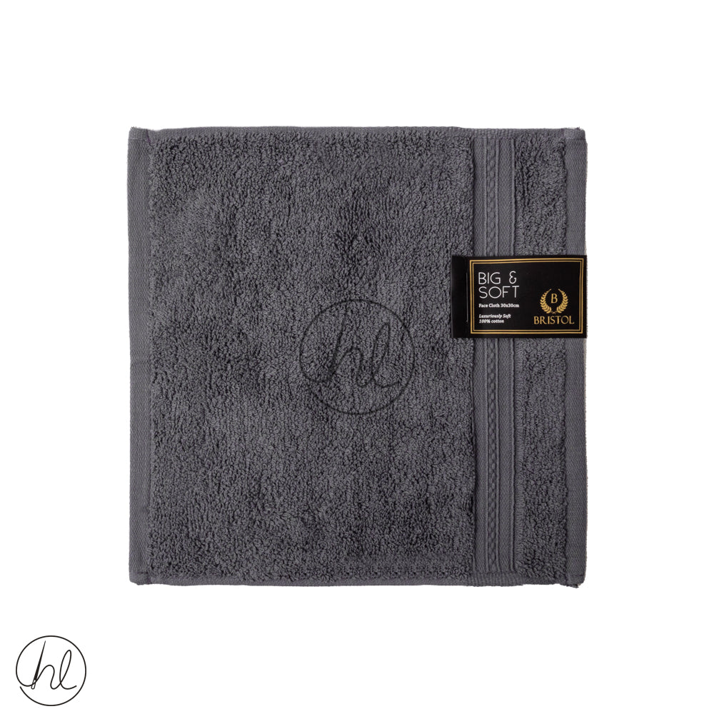 BRISTOL BIG & SOFT (FACE CLOTH) (DARK GREY) (30X30) Habby And Lace
