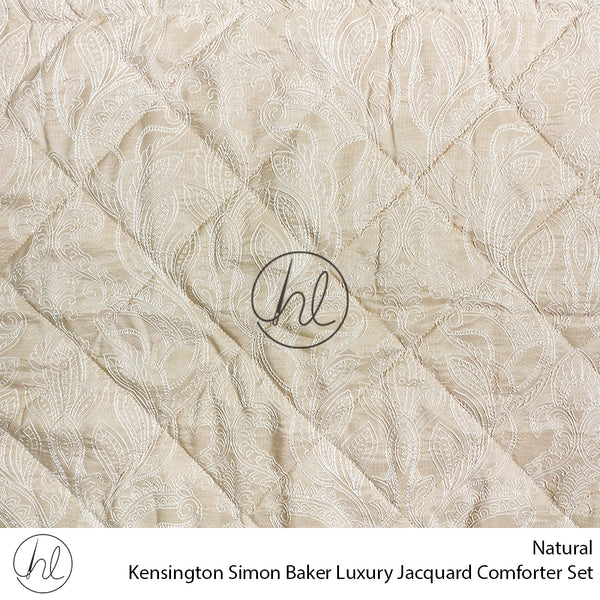 Simon Baker Luxury Jacquard Comforter Set (Kensington) (Natural) (Super King)