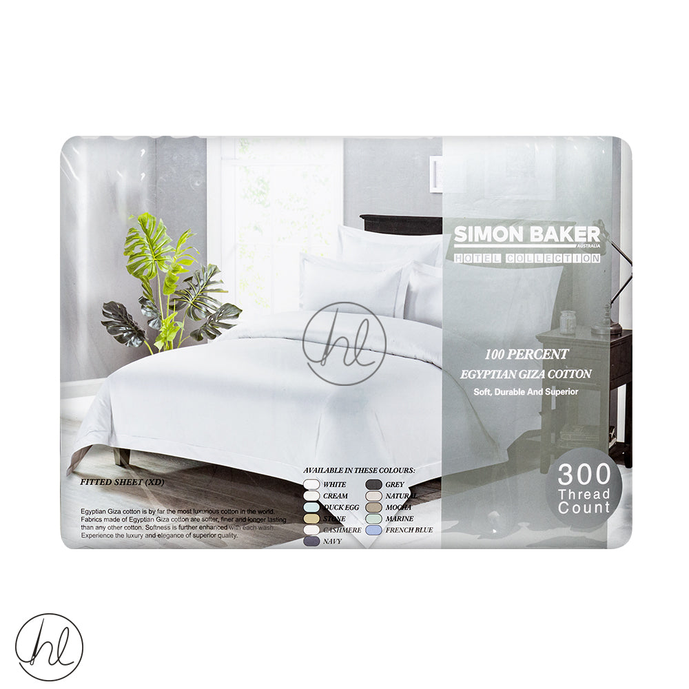 Egyptian Giza Cotton Fitted Sheet (300T) (Extra Depth) (Marine) (3/4