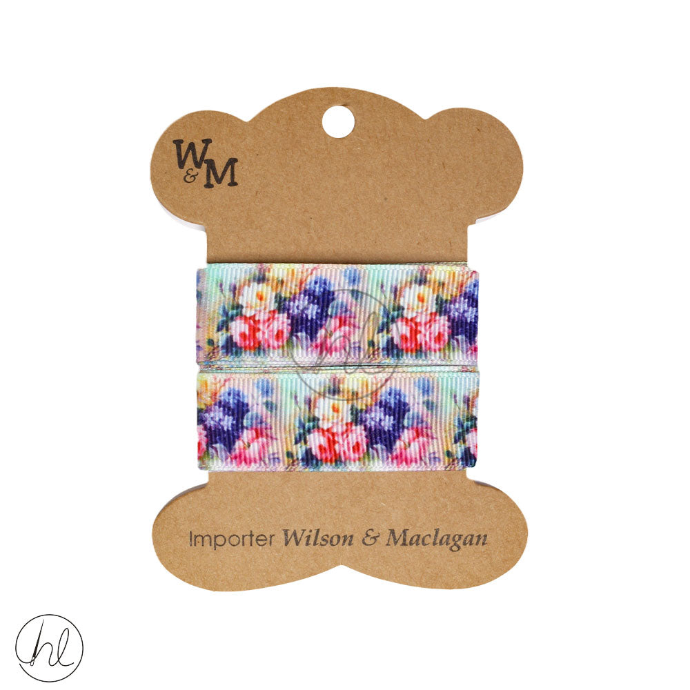 RIBBON ROSES PINK/LILAC (CB3407) 2M PER PACK Habby And Lace