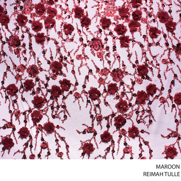 REIMAH FABRIC 140CM MAROON ROLL ROLL 001