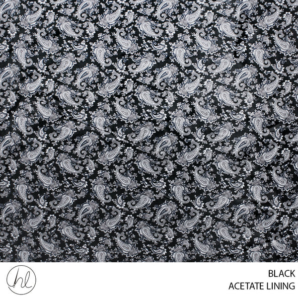 ACETATE LINING (53) BLACK (150CM) PER M