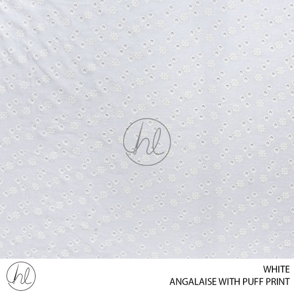 Anglaise with Puff Print (56) White (115cm) Per M