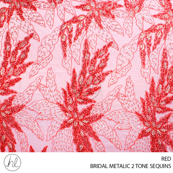 BRIDAL METALIC 2 TONE SEQUINS (781) RED (130CM) PER M