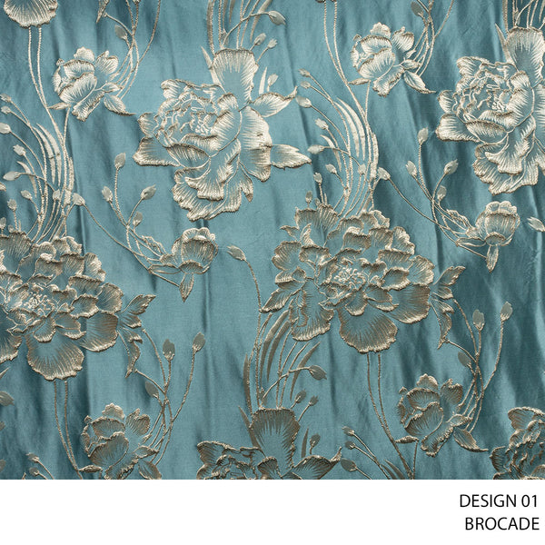 BROCADE FABRIC 140CM AQUAMARINE ROLL ROLL 001
