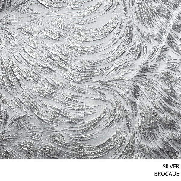 BROCADE FABRIC 140CM SILVER ROLL ROLL 001