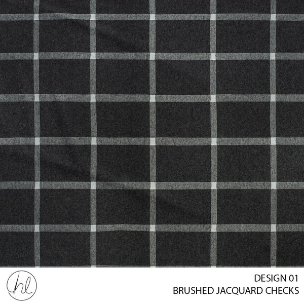 Brushed Jacquard Checks (56) Dark Grey (150cm) Per M