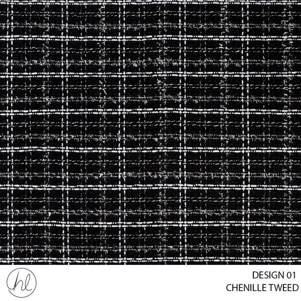 Chenille Tweed (56) Black (Design 01) (140cm) Per M