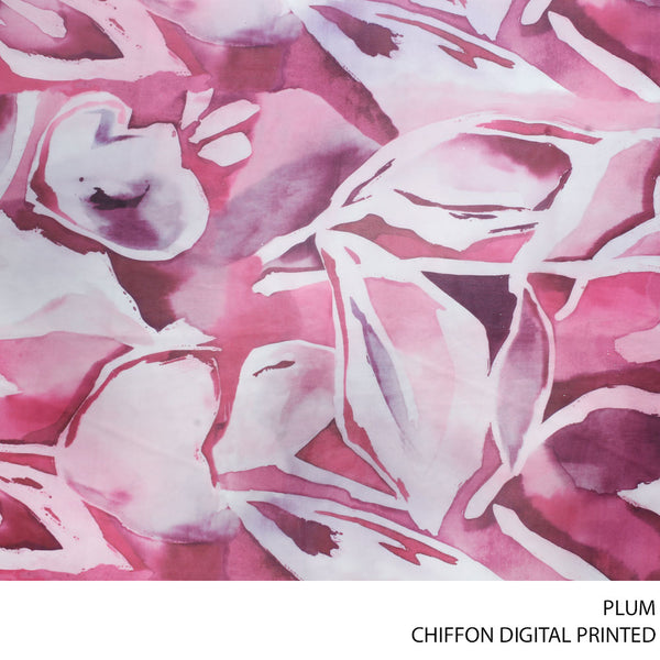 CHIFFON DIGITAL PRINTED FARBIC 150CM PLUM ROLL ROLL 001