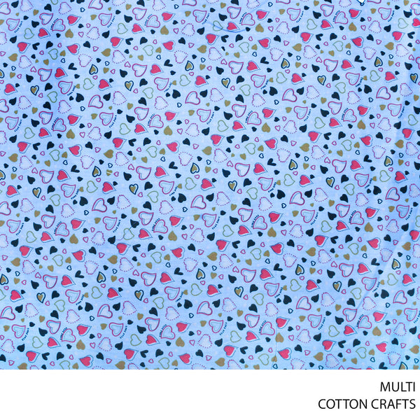 COTTON CRAFTS HEARTS PRINTED FABRIC MULTI ROLL ROLL 001