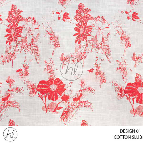 Cotton Slub (51) Floral (Design 01) (130cm) Per M