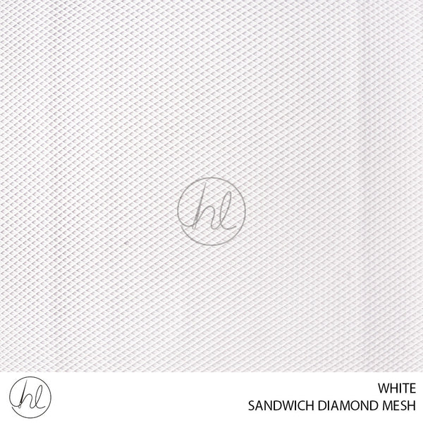 Diamond Sandwich Mesh (100717) White (150cm) Per M