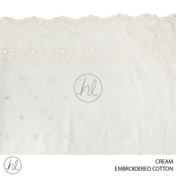 Embroidered Cotton (51) Cream (Design 01) (140cm) Per M