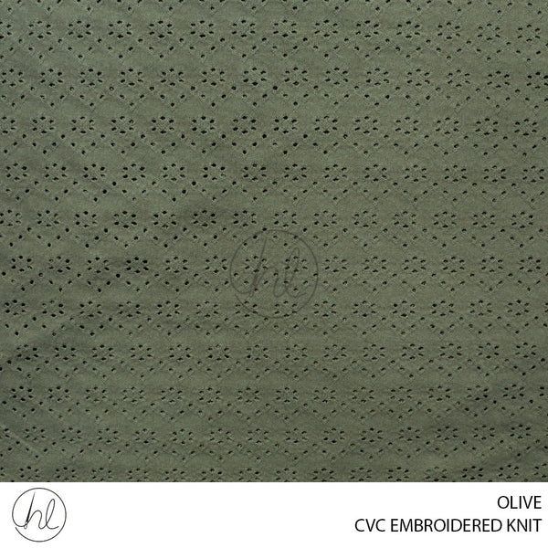 CVC EMBROIDERED KNIT (51) OLIVE (150CM) PER M