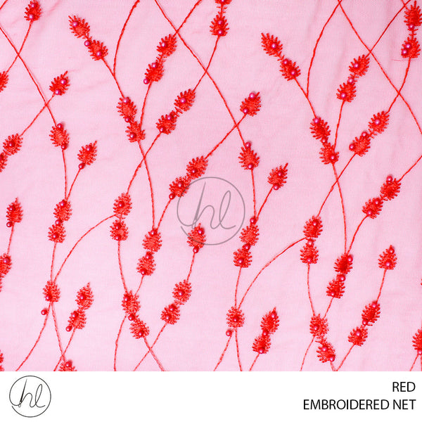 EMBROIDERED NET (51) RED (130CM) PER M