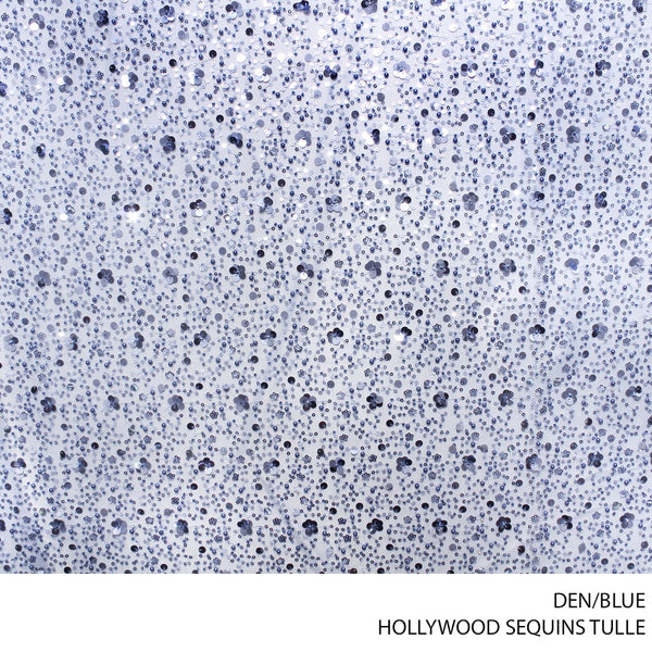 TULLE HOLLYWOOD SEQ FABRIC 130CM DEN/BLUE ROLL ROLL 001