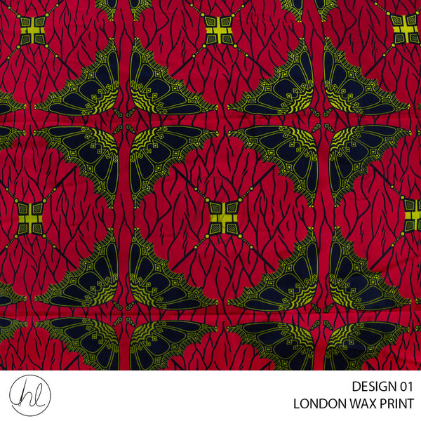 London Wax Print (55) Red (Design 01) (110cm) Per M