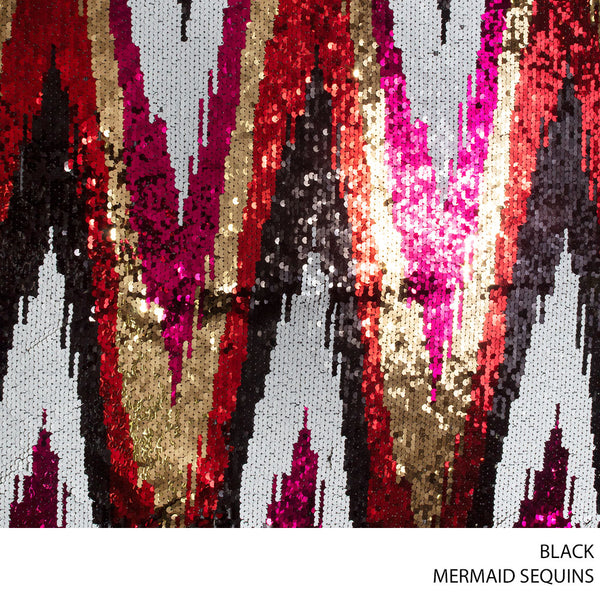 SEQUINCE MERMAID FABRIC 140CM BLACK ROLL ROLL 001