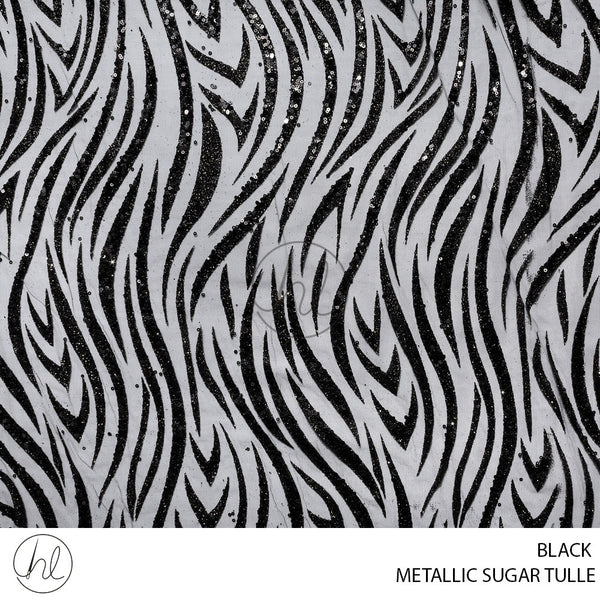 Metallic Sugar Tulle (53) Black (140cm) Per M