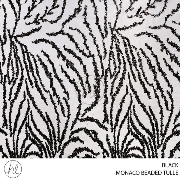 MONACO BEADED TULLE (781) BLACK (130CM) PER M