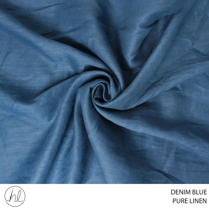 PURE LINEN FABRIC 150CM DEN/BLUE ROLL ROLL 001 – Habby And Lace