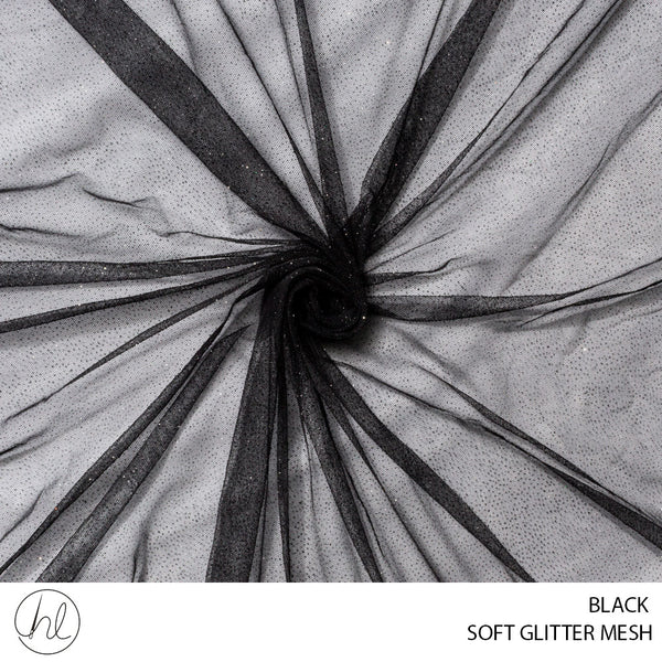 Soft glitter Mesh (56) Black (150cm) Per M