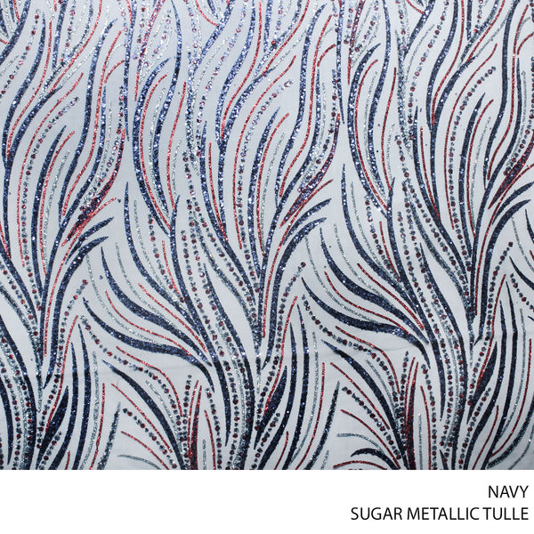 TULLE SUGAR MTLC MULTI FABRIC 140CM NAVY ROLL ROLL 001