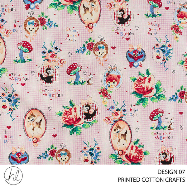 COTTON CRAFT PRINTED FABRIC ANNE MANSION PINK ROLL ROLL 001