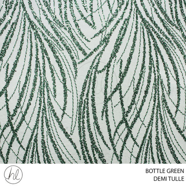 TULLE DEMI FABRIC 140CM BOTTLE GREEN ROLL ROLL 001