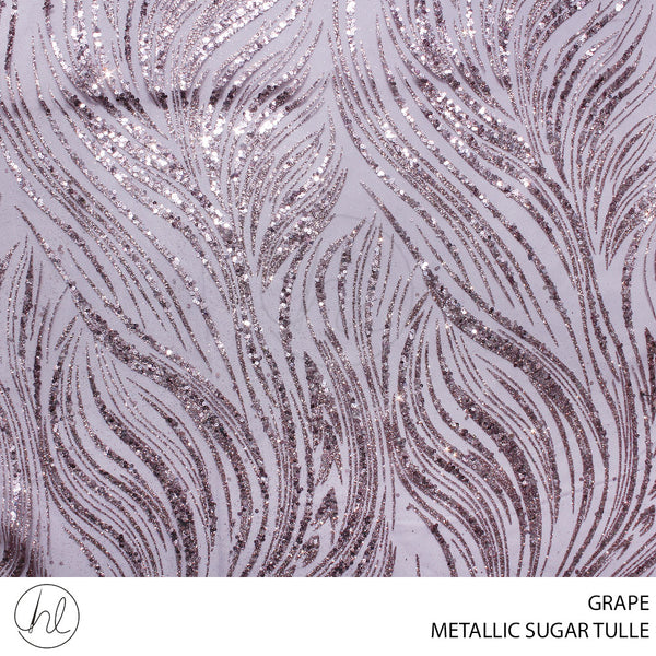 TULLE SUGAR MTLC BRANCHES FABRIC 140CM GRAPE ROLL ROLL 001