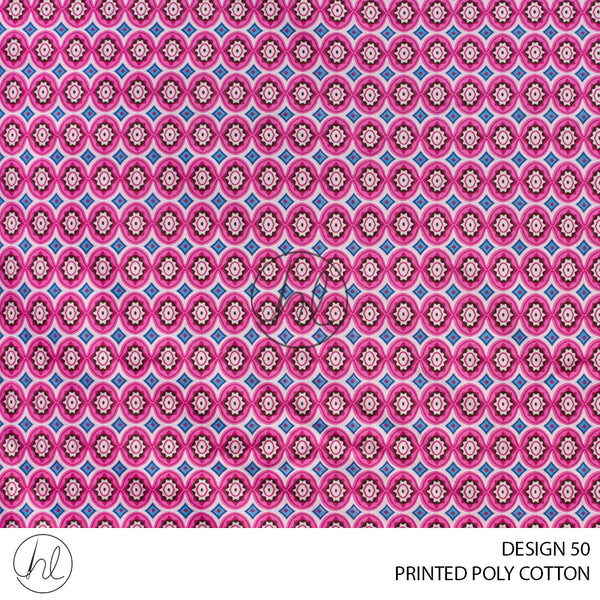 Printed Poly Cotton (56) Sweet Pink (112cm) Per M