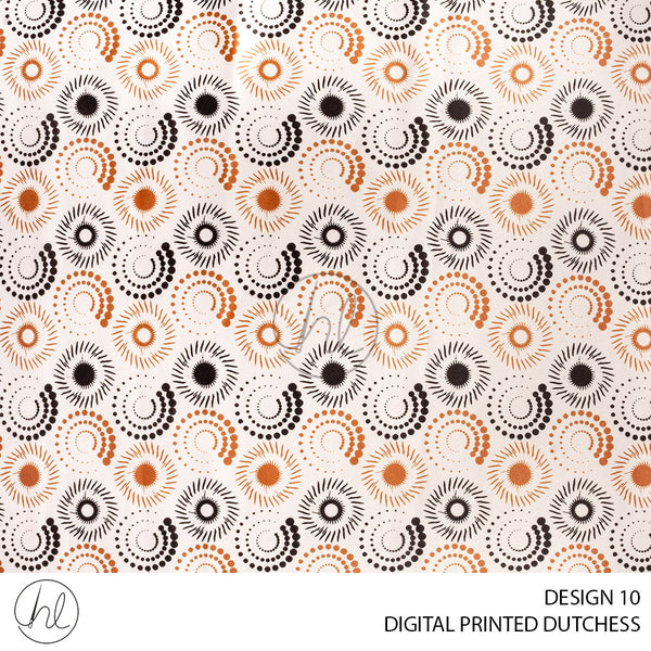 Digital Printed Dutchess Satin (55) Seashell (Design 10) (150cm) Per M