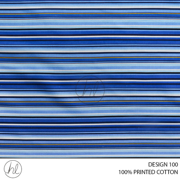 100% PRINTED COTTON (3408) BLUE  (110CM) PER M