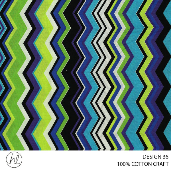 COTTON CRAFT ZIG ZAG PRINTED FABRIC MULTI ROLL ROLL 001