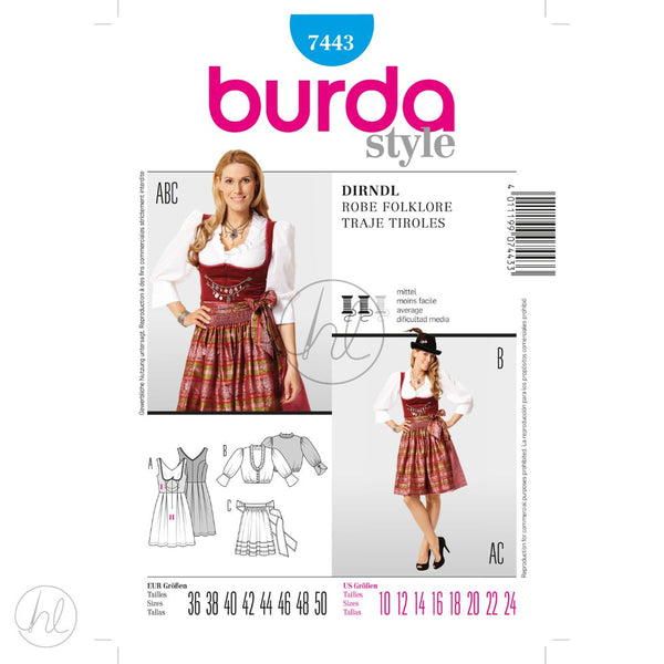 BURDA DRESS BLUE 10-24   7443   EACH