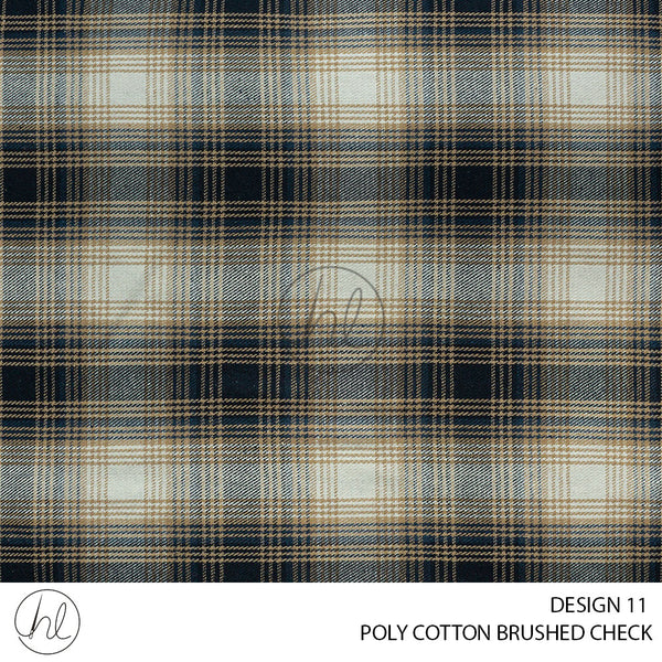 Poly Cotton Brushed Check (56) Navy (140cm) Per M