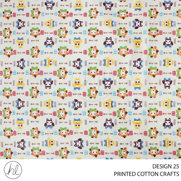 COTTON CRAFT CUTE BEARS PRINTED FABRIC CREAM ROLL ROLL 001