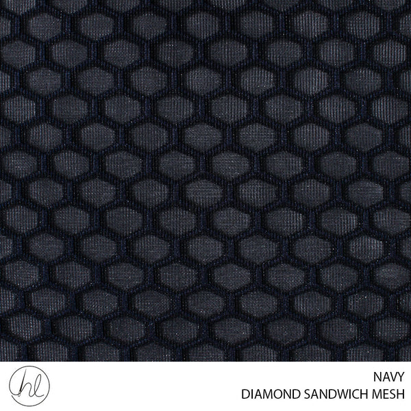 DIAMOND SANDWICH MESH (100717) NAVY (150CM) PER  M