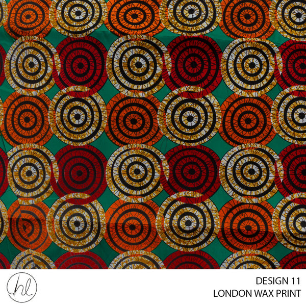 London Wax Print (55) Celadon (Design 11) (110cm) Per M