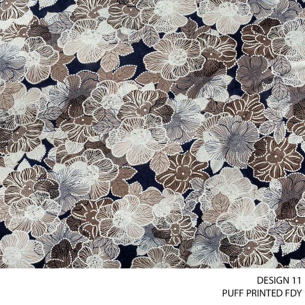 FDY PUFF PRINTED FABRIC 150CM BROWN ROLL 001 1