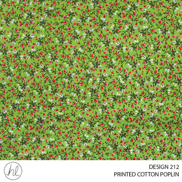 PRINTED COTTON POPLIN (51) OLIVE (112CM) PER M