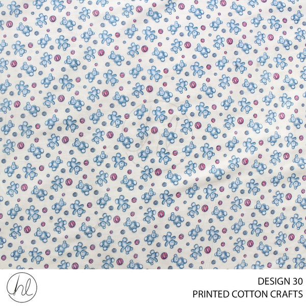 COTTON CRAFT BOLLY BEARS PRINTED FABRIC CREAM ROLL ROLL 001
