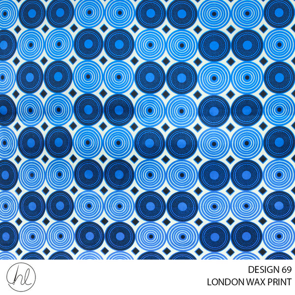 LONDON WAX PRINT (55) BLUE (112CM) PER M