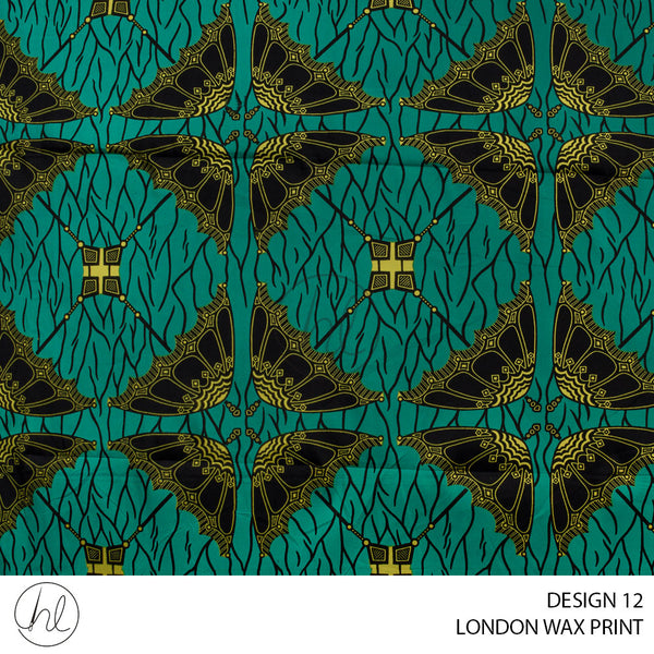 London Wax Print (55) Celadon (Design 12) (110cm) Per M