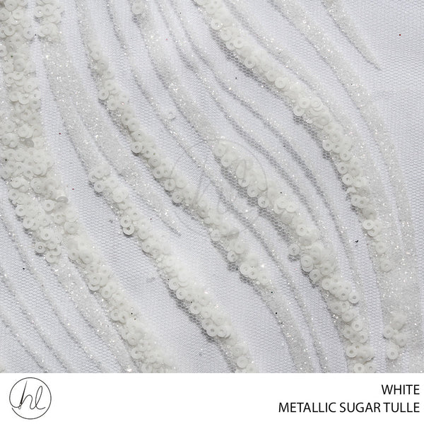 TULLE SUGAR MTLC BRANCHES FABRIC 140CM WHITE ROLL ROLL 001