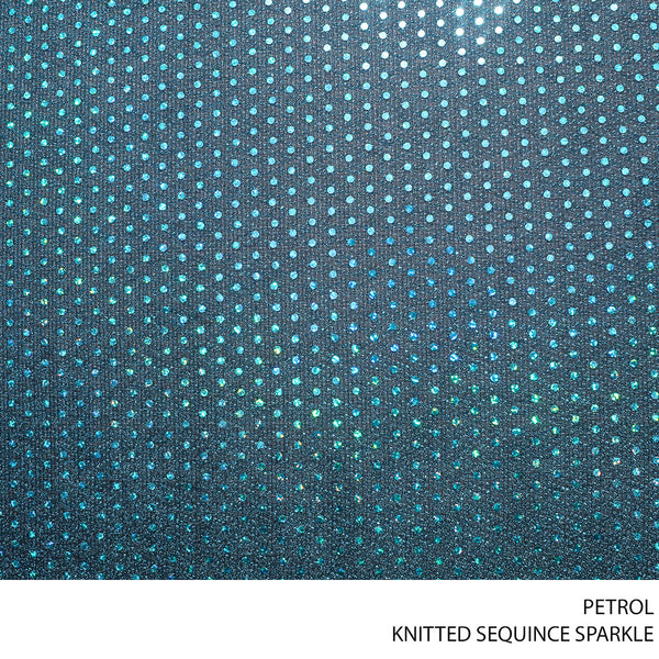 SEQUINCE KNITTED SPANGLE FABRIC 150CM PETROL