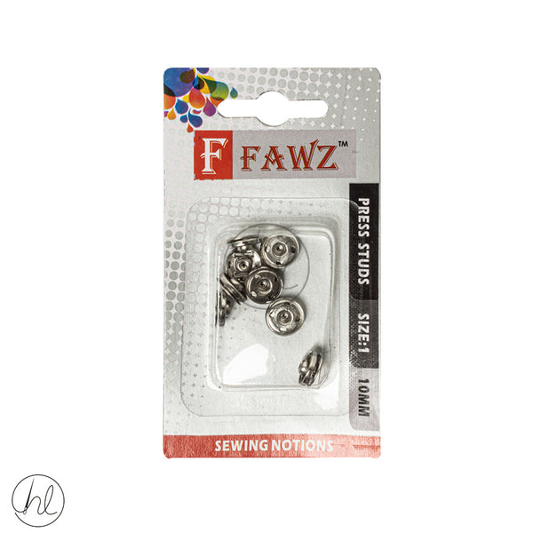 Press Studs Fawz (Size 1)	(Silver)	(10mm)