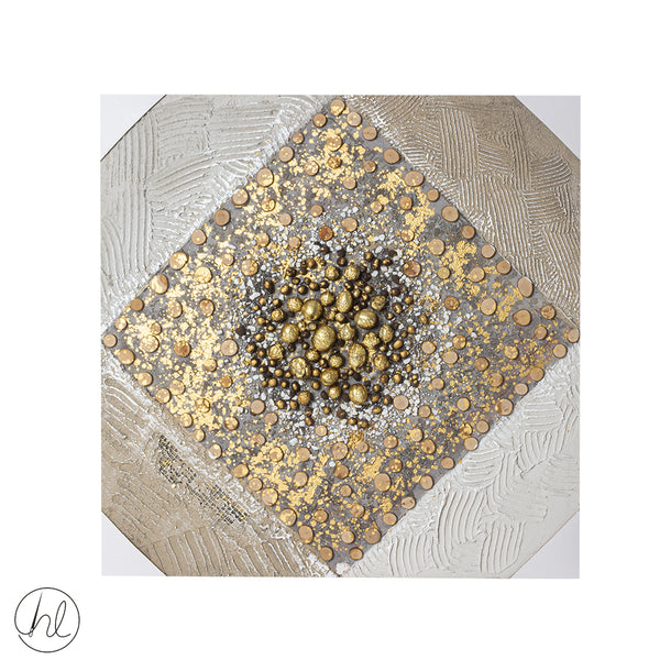 PAINTING CANVAS 550 60x60(	GREY, GOLD AND BROWN )ABY-4412